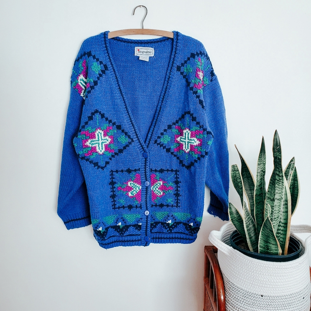 Vintage knit button-up cardigan